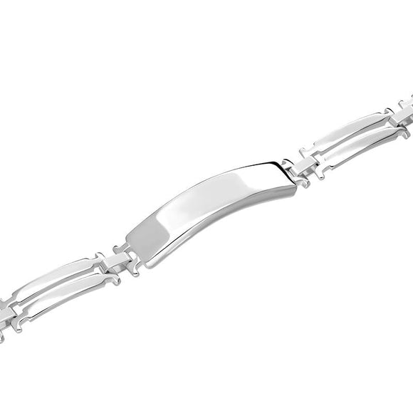 Sterling Silver Double Bar Link Identity Bracelet, 0007BR223.
