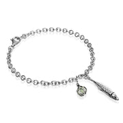 Sterling Silver Emma Stothard Silver Darling Green Quartz Float Charm Bracelet, B1204.
