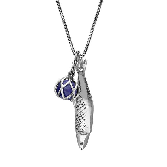 Sterling Silver Emma Stothard Silver Darling Lapis Lazuli Float Petite Charm Necklace, P3592.