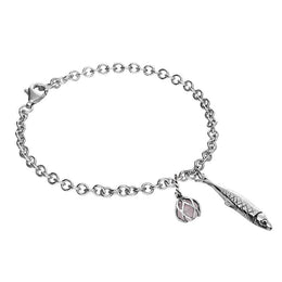 Sterling Silver Emma Stothard Silver Darling Rose Quartz Float Charm Bracelet, B1204.
