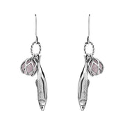 Sterling Silver Emma Stothard Silver Darling Rose Quartz Float Charm Hook Earrings, E2582.