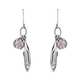 Sterling Silver Emma Stothard Silver Darling Rose Quartz Float Charm Hook Earrings, E2582.