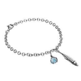 Sterling Silver Emma Stothard Silver Darling Turquoise Float Charm Bracelet, B1204.