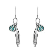 Sterling Silver Emma Stothard Silver Darling Turquoise Float Charm Hook Earrings, E2582.