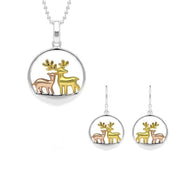 Sterling Silver Gold Reindeer Two Piece Set