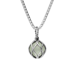 Sterling Silver Green Quartz Emma Stothard Silver Darling 10mm Float Charm Necklace, P3586.