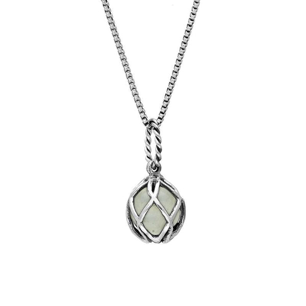 Sterling Silver Green Quartz Emma Stothard Silver Darling 8mm Float Charm Necklace, P3585.