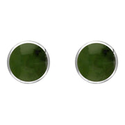 Sterling Silver Jade 8mm Classic Large Round Stud Earrings, e004