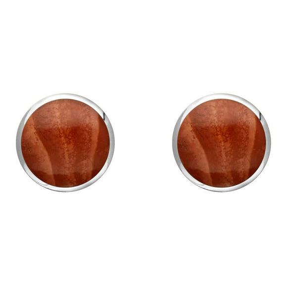 Sterling Silver Jasper 8mm Classic Large Round Stud Earrings, e004