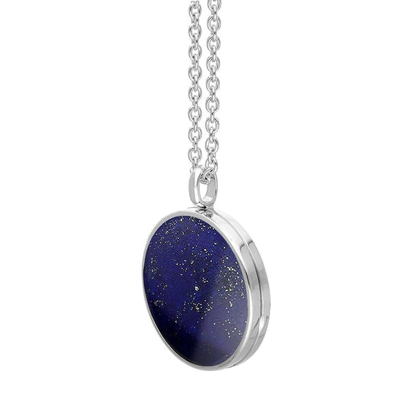 Sterling Silver Lapis Lazuli Large Round Locket, P3551C_2