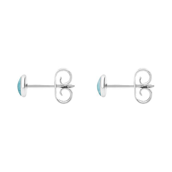 Sterling Silver Larimar 4mm Classic Small Round Stud Earrings, E001