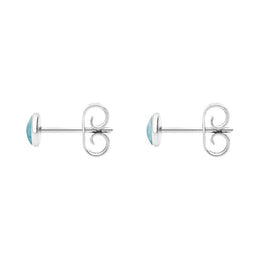 Sterling Silver Larimar 4mm Classic Small Round Stud Earrings, E001