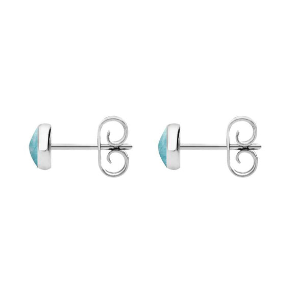 Sterling Silver Larimar 5mm Classic Small Round Stud Earrings, E002