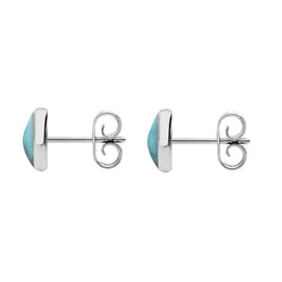 Sterling Silver Larimar 6mm Classic Medium Round Stud Earrings, E003