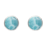 Sterling Silver Larimar 6mm Classic Medium Round Stud Earrings, E003