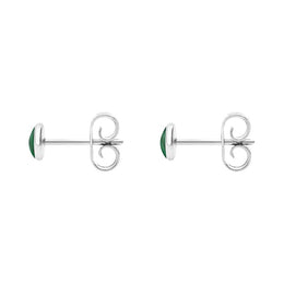 Sterling Silver Malachite 4mm Classic Small Round Stud Earrings, E001