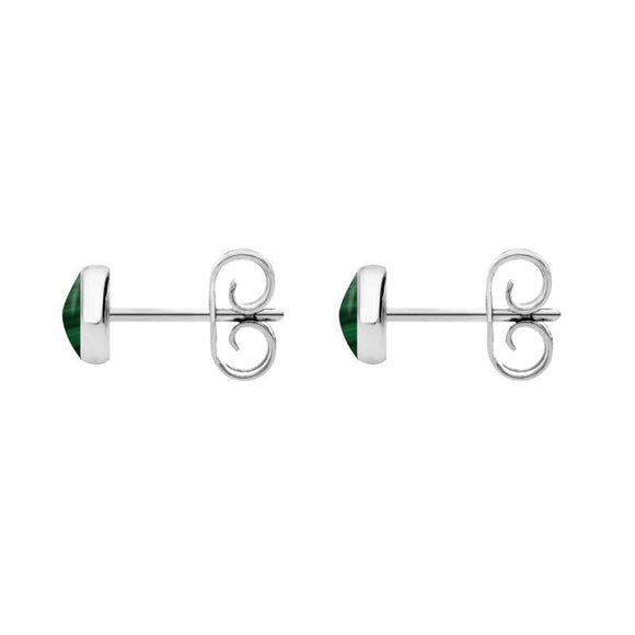Sterling Silver Malachite 5mm Classic Small Round Stud Earrings, E002