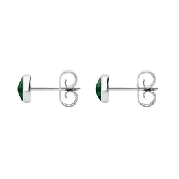Sterling Silver Malachite 5mm Classic Small Round Stud Earrings, E002