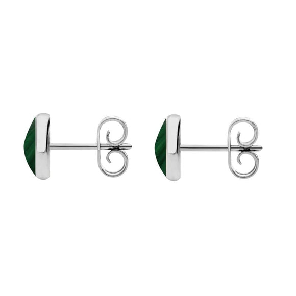 Sterling Silver Malachite 6mm Classic Medium Round Stud Earrings, E003