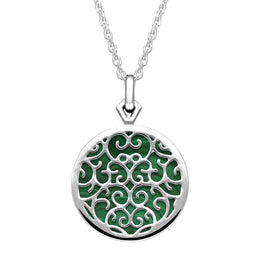Sterling Silver Malachite Flore Filigree Necklace P2339C