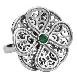 Sterling Silver Malachite Flore Eight Petal Flower Ring, R808