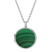 Sterling Silver Malachite Medium Round Locket, P3550C.