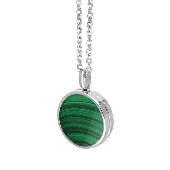Sterling Silver Malachite Small Round Locket, P3549C_2