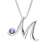 Sterling Silver Moonstone Love Letters Initial M Necklace, P3460C.