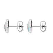 Sterling Silver Opal 8mm Classic Large Round Stud Earrings, e004