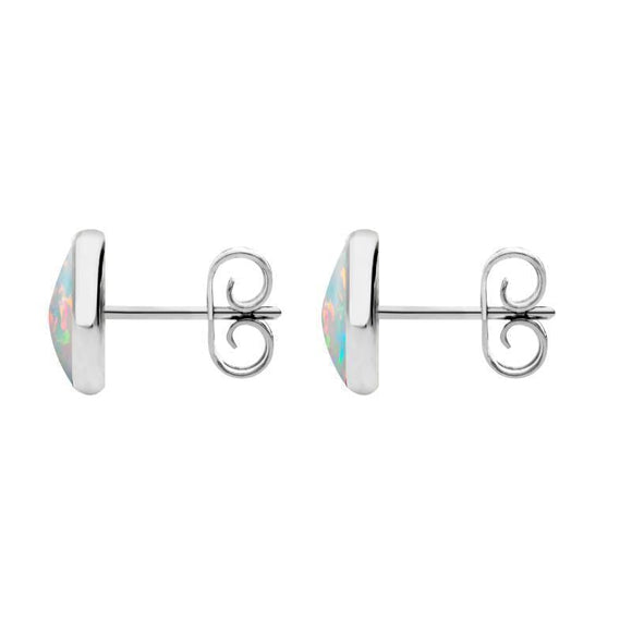 Sterling Silver Opal 8mm Classic Large Round Stud Earrings, e004