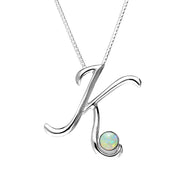 Sterling Silver Opal Love Letters Initial K Necklace, P3458.