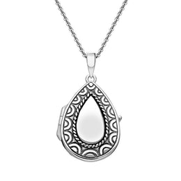 Sterling Silver Pear Pattern Edge Keepsake Locket P2609
