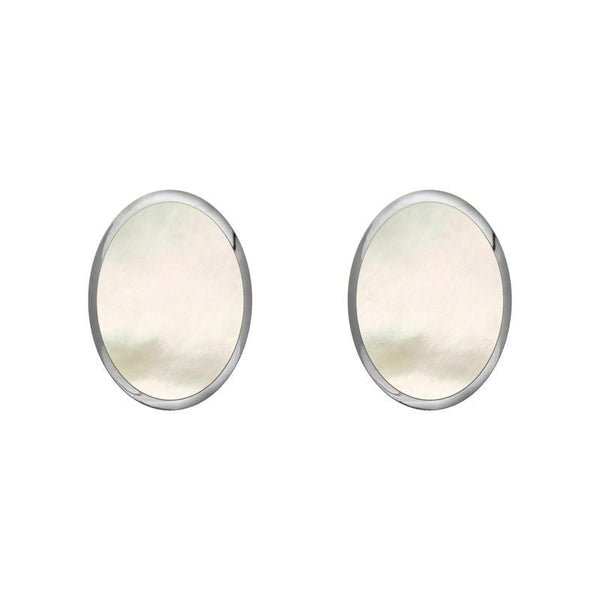 Sterling Silver White Mother of Pearl 7 x 5mm Classic Small Oval Stud Earrings, E005