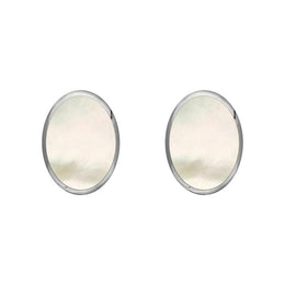 Sterling Silver White Mother of Pearl 7 x 5mm Classic Small Oval Stud Earrings, E005