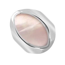 Sterling Silver Pink Mother of Pearl Medium Oval Ring. R012.