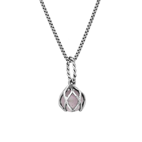 Sterling Silver Rose Quartz Emma Stothard Silver Darling 6mm Float Charm Necklace, P3584.