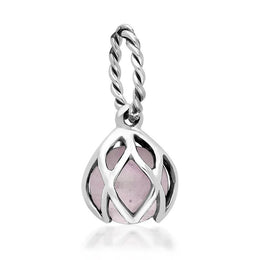 Sterling Silver Rose Quartz Emma Stothard Silver Darling 6mm Float Charm, G969.
