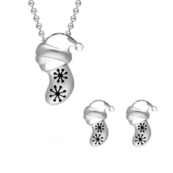 Sterling Silver Snowflake Stocking Two Piece Set, S136.
