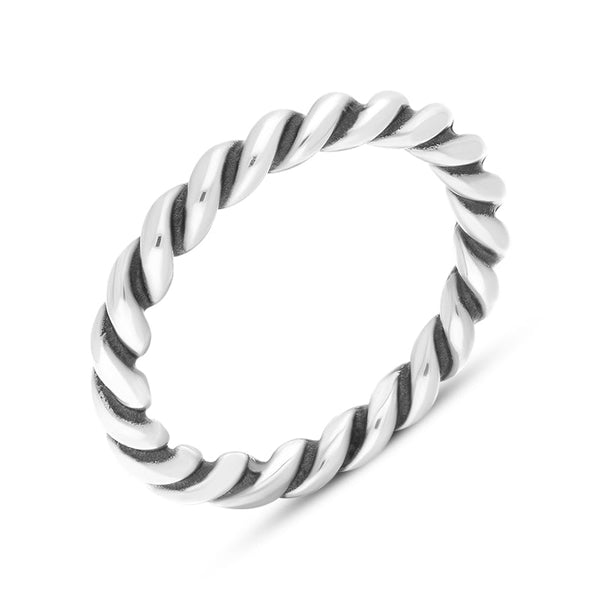 Sterling Silver Stepping Stones Twisted Rope Stacking Ring, R617.