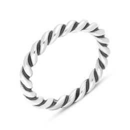 Sterling Silver Stepping Stones Twisted Rope Stacking Ring, R617.