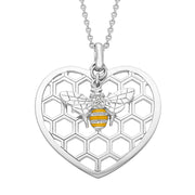 Sterling Silver Swarovski Crystal House Style Bee in Beehive Heart Necklace. P2924C.