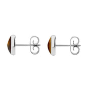 Sterling Silver Tigers Eye 6mm Classic Medium Round Stud Earrings, E003