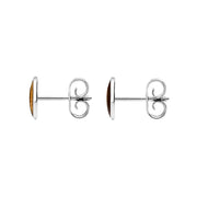 Sterling Silver Tigers Eye 7 x 5mm Classic Small Oval Stud Earrings, E005