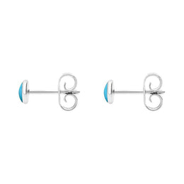 Sterling Silver Turquoise 4mm Classic Small Round Stud Earrings, E001