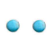 Sterling Silver Turquoise 4mm Classic Small Round Stud Earrings, E001