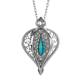 Sterling Silver Turquoise Flore Filigree Small Necklace P2338C