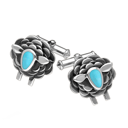 Sterling Silver Turquoise Sheep Cufflinks, CL547.