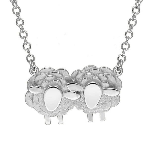 Sterling Silver Two Large Sheep Necklace, N1138