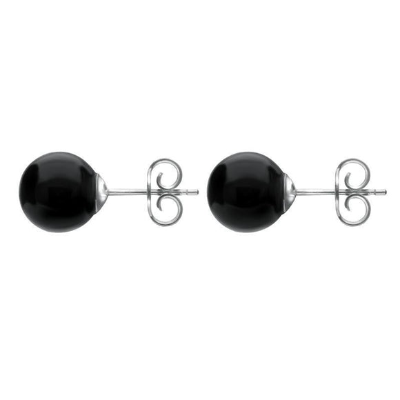 Sterling Silver Whitby Jet 10mm Ball Stud Earrings, E1346_2