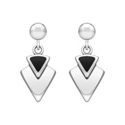 Sterling Silver Whitby Jet Arrowhead Drop Earrings. E201.